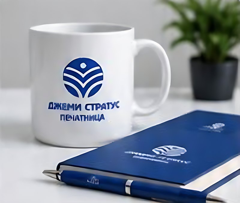 Чаша и тефтер с лого